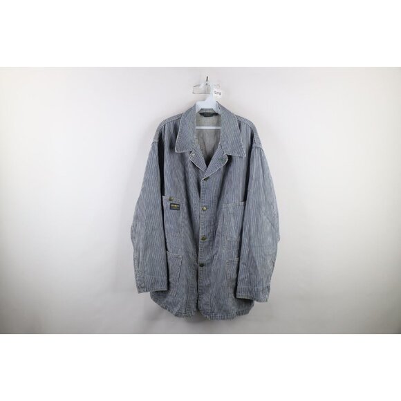 Vtg 50s 60s OshKosh B'Gosh Mens 4XL Sanforized Hickory Striped Conductor Jacket
